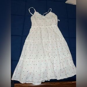 NWOT Sim & Sam white with red and blue polka dot dress size‎ M